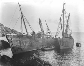 Wrecked trawler Crown with the lifter Lady Kate…