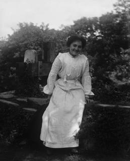 Alice Christian sitting at the sluice [at Sulby…