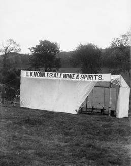Refreshment tent at the Sulby Fair with sign…