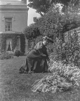 Mrs Southward in garden, Ramsey