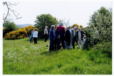 Group of mourners at Larch Garrad's memorial, Ballaugh