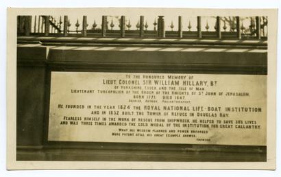 Memorial plaque to Sir William Hillary (1771-1847), situated…