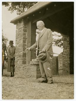 P.M.C. Kermode at Maughold Cross shelter