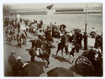Oddfellows Parade with horses along Ramsey seafront