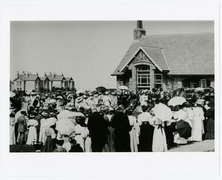 Crowds at the opening of Ramsey Cottage Hospital