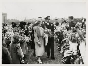 George VI and Elizabeth meeting children at the…