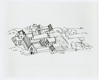 Drawing of Rushen Abbey