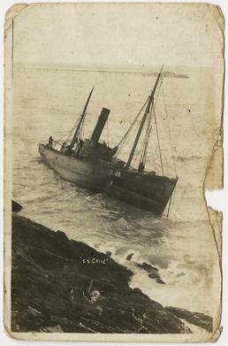 The ship S.S. 'Cevic' aground at Maughold