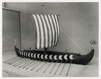 Side view of the model Viking longship Gokstad…