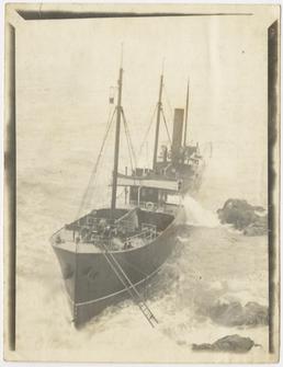 Wreck of the steamship Argo on rocks under…