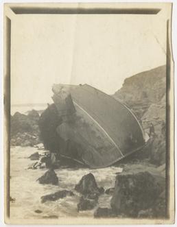 Wreck of the steamship ARGO on rocks under…
