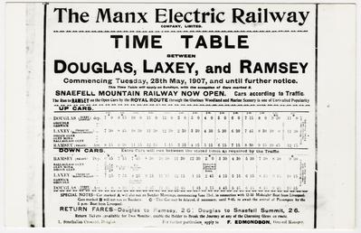 Timetable for the Manx Electric Railway