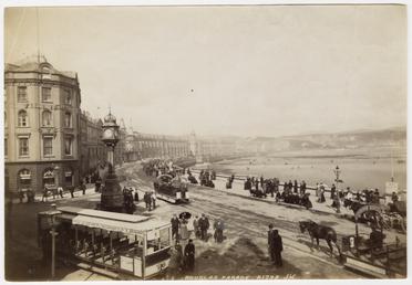 Douglas Promenade, with horse drawn carriages and horse…