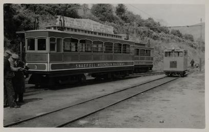 Snaefell Mountain Railway car No. 3 and diesel…