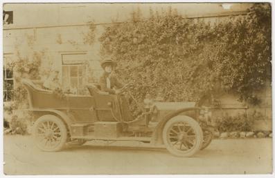 Early motor car at Rushen Abbey