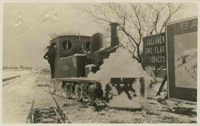 Railway Engine 'Caledonia' in the snow
