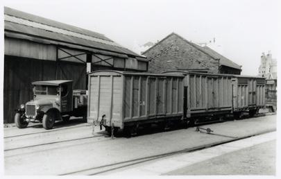 Goods vans and truck at Port Erin station