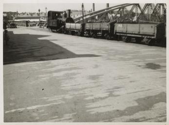 Steam train at Ramsey Harbour, Iron Bridge in…