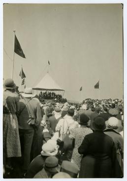 Spectators viewing dignitaries on Tynwald Hill at the…