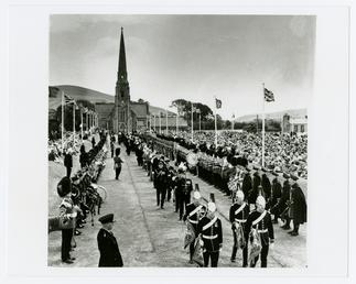 Tynwald ceremonial procession with Irish Guards forming guard…
