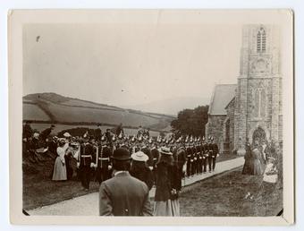 Military guard leaving St John's Chapel on Tynwald…