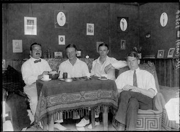 First World War internees inside an internment chalet,…