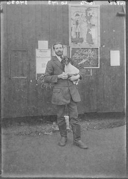 First World War internee in front of an…