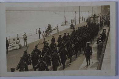First World War soldiers marching through Ramsey
