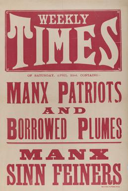 Isle of Man Weekly Times poster advertising an…