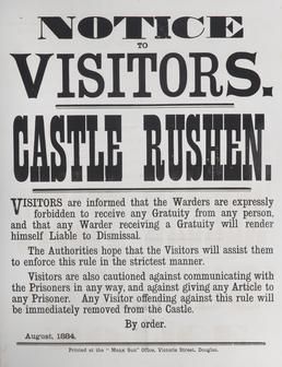 Notice to visitors at Castle Rushen
