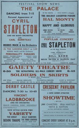 Festival Show acts at the Palace, Gaiety Theatre,…