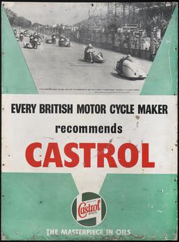 'Every British Motor Cycle Maker recommends Castrol'