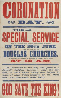 Poster setting out details of Douglas church services…