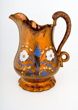 Handpainted copper lustreware jug
