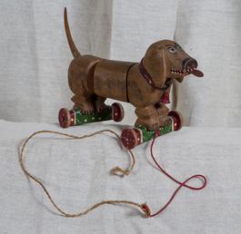 Internee-made child's pull-along toy dog